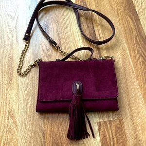 💚5 Cato Burgundy faux, leather Crossbody gold accent purse